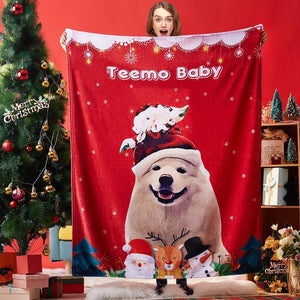 Christmas Dog Blanket Gift Custom Dog Blanket Personalized Pet Photo Blanket