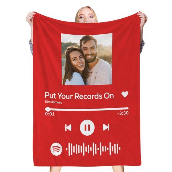 Valentine's Day Gifts Scannable Custom Spotify Blanket Spotify Blanket For Couple