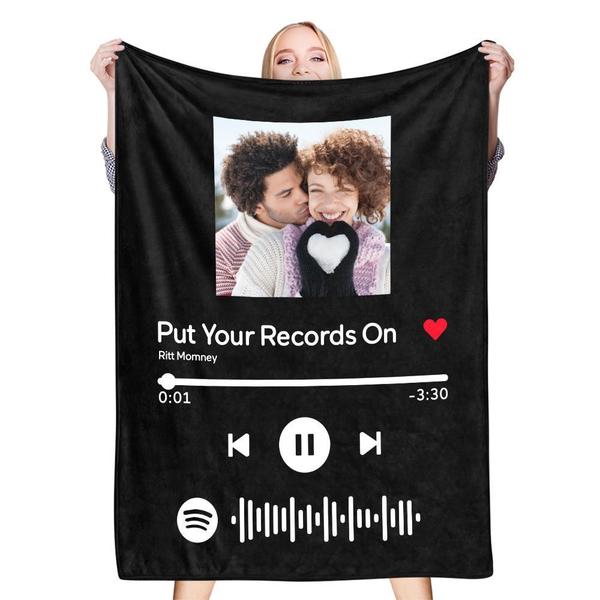 Valentine's Day Gifts Scannable Custom Spotify Blanket Spotify Blanket Gift For Her